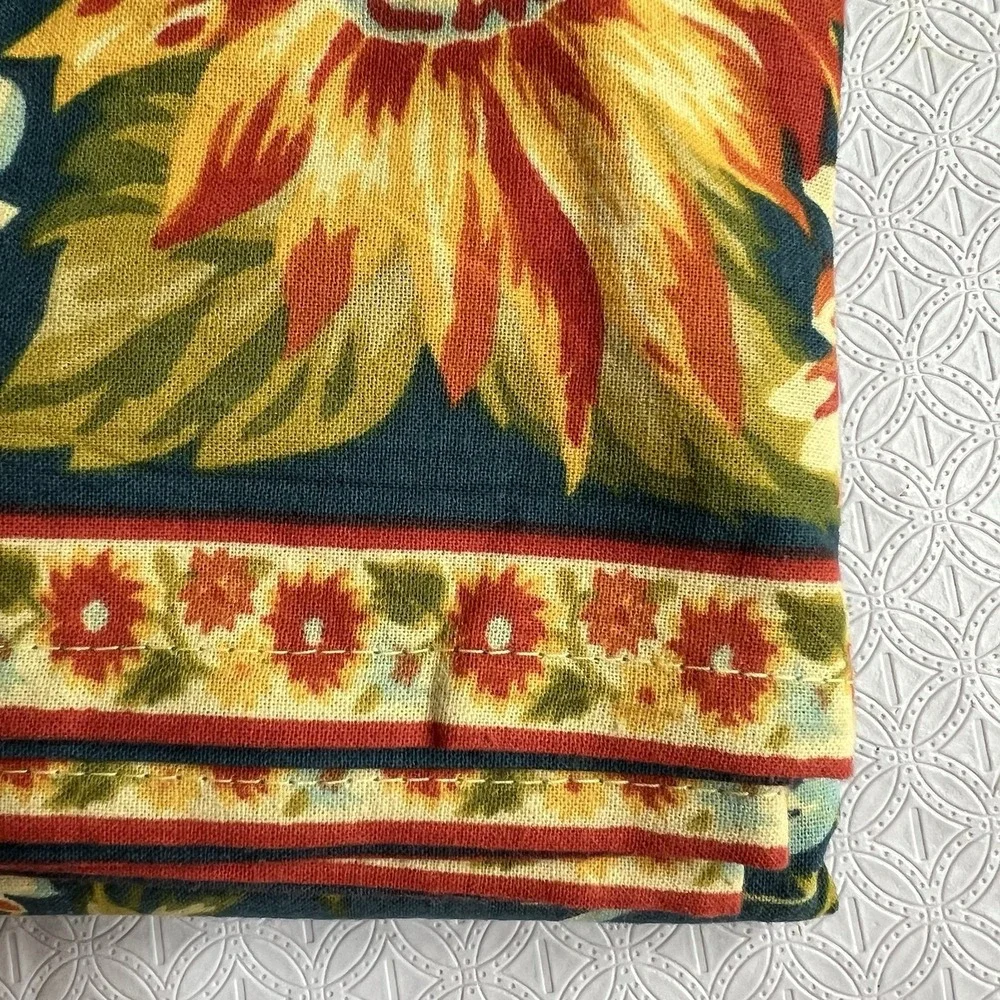 APRIL CORNELL - MARGUERITE - TEAL GOLD ORANGE FLORAL - 60 x 84  TABLECLOTH  NEW